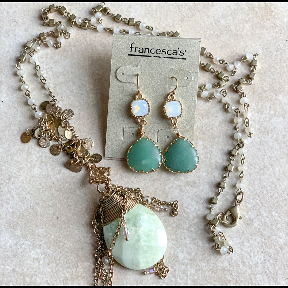 ❌SOLD❌Mint Earrings and Matching Necklace